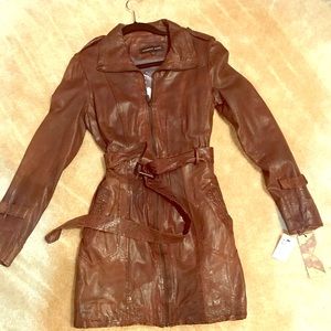 Andrew Marc leather trench coat size small